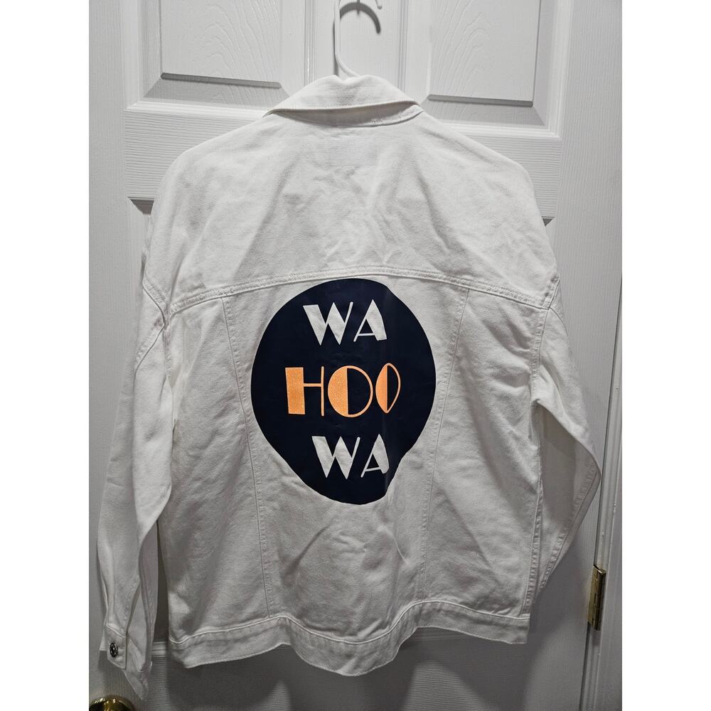 University of Virginia UVA Cavaliers Women's White Jean Jacket Wa Hoo Wa Size M - Picture 3 of 8